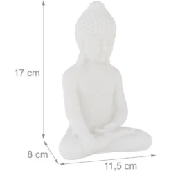 Relaxdays Statua Del Buddha Seduto, Figura H:17 Cm, Per Interni Ed Esterni, Resistente Alle Intemperie, In PVC, Bianco -OUTSUN Giardino Negozio 80857192 4