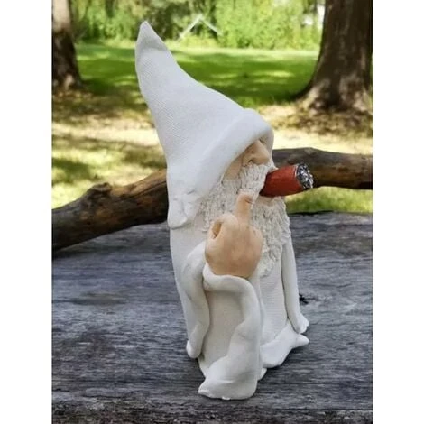 Gnomo Da Giardino, Gnomo Stregone Fumatore 3D, Scultura Da Esterno In Poliresina Con Statua Da Giardino Con Dito Medio, Decorazione Da Giardino Per Prato, Cortile, Balcone, Portico, Patio-READCLY 2 Gnomo Da Giardino, Gnomo Stregone Fumatore 3D, Scultura Da Esterno In Poliresina Con Statua Da Giardino Con Dito Medio, Decorazione Da Giardino Per Prato, Cortile, Balcone, Portico, Patio-READCLY - immagine 2