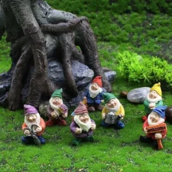 Set Di 7 Mini Gnomi Da Giardino Fatti A Mano Per La Decorazione Del Giardino, Interno O Esterno-READCLY
