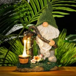 Decorazioni Floccate Di Gnomi Da Giardino, Statua Da Giardino All'aperto Di Gnomo Divertente Grande 29 Cm Con Ben Luci Solari, Statuette Di Gnomi In Resina Impermeabile Per Decorazioni Da Giardino-REA -OUTSUN Giardino Negozio 80962067 3