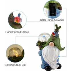 Statua Di Gnomo Da Giardino, Ornamenti Da Giardino Per Esterni Dipinti A Mano Nani Da Giardino Impermeabili Figurine In Resina Con Luce Solare Per Giardino Con Prato Da Giardino-READCLY -OUTSUN Giardino Negozio 80962343 5
