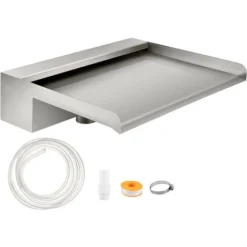 VEVOR Fontana Per Piscina A Cascata, Fontana Per Piscina Rettangolare, Costruita In Acciaio Inossidabile Laghetto Per Cascata, Fontana A Cascata Da Giardino (30x33x8 CM)