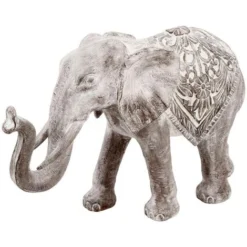 Elefante In Resina Sbiancata H20 - Natural Instinct - Elefante Di Decorazione A Posa, In Poliresina, Altezza 20 Cm, Grigio, Esiste In Diverse Dimensioni - Atmosphera Créateur D'intérieur