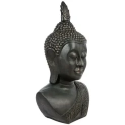 Testa Di Buddha H113 - Testa Di Buddha, Nero, Ossido Di Magnesio, Fibra Di Vetro, Sabbia, Altezza 113 Cm - Atmosphera Créateur D'intérieur