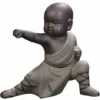 Mini Kung Fu Monk Ornaments Statua Di Buddha Tea Animal Zen Garden Vassoio Da Tè Figurine Per Kung Fu Tea Tray Car Home Office Decoration (Grigio) 13Thirteen