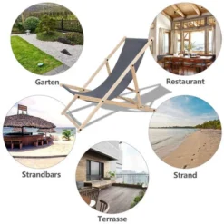 Randaco Sedia A Sdraio Pieghevole In Legno Sedia A Sdraio Pieghevole Sedia Solare Sedia Da Giardino Grigio -OUTSUN Giardino Negozio 86495688 3