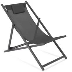 Set Di 2 Lettini Pieghevoli In Acciaio E Textilene, Grigio Antracite LOTA -OUTSUN Giardino Negozio 88042134 5