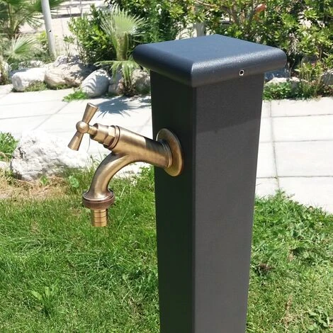 Fontana A Colonna Modello Olimpia In Acciaio E Ghisa Per Esterno Casa Giardino + Rubinetto Mod. 303b In Ottone Brunito 2 Fontana A Colonna Modello Olimpia In Acciaio E Ghisa Per Esterno Casa Giardino + Rubinetto Mod. 303b In Ottone Brunito - immagine 2