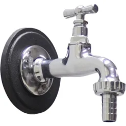 Rubinetto In Ottone Cromato Modello 195 Con Rosone Grigio Ghisa Per Fontana Casa Giardino Da1/2