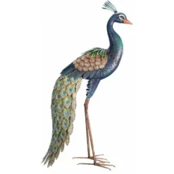 Pavone Decorativo In Metallo 94 Cm