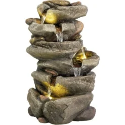 Lumineo Fontana In Poliresina Con Cascata Di LED