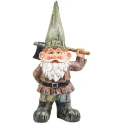 Gnomo Da Giardino In Resina 40 Cm Ascia