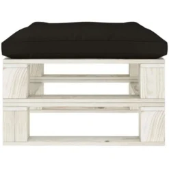 Hommoo Pouf Da Giardino Su Pallet Con Cuscino Nero In Legno -OUTSUN Giardino Negozio 90093092 3