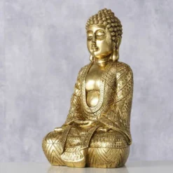 Figura Di Buddha Soggiorno Figura Decorativa Decorazione Della Casa, Scultura Asiatica, Resina Sintetica Oro, LxLxA 12x10x20 Cm -OUTSUN Giardino Negozio 90562350 3