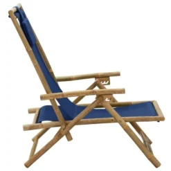 VIDAXL Sedia Reclinabile Relax Blu Marino In Bambù E Tessuto 7 VIDAXL Sedia Reclinabile Relax Blu Marino In Bambù E Tessuto -OUTSUN Giardino Negozio 90953422 3