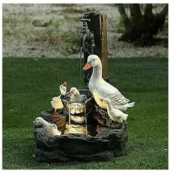 Statua Di Animali Da Giardino Fontana Solare Lampada Da Giardino A LED Art Déco Scultura Da Giardino Per Esterni (B)