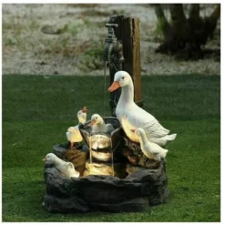 Statua Di Animali Da Giardino Fontana Solare Lampada Da Giardino A LED Art Déco Scultura Da Giardino Per Esterni (B) -OUTSUN Giardino Negozio 91728556 5