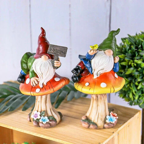Gnomo Da Giardino Divertente Set Di 2 Nani Da Giardino Figura Sdraiata Su Funghi Resina Con Cartello Di Benvenuto Gnomo Da Giardino Statua Decorativa 4 Gnomo Da Giardino Divertente Set Di 2 Nani Da Giardino Figura Sdraiata Su Funghi Resina Con Cartello Di Benvenuto Gnomo Da Giardino Statua Decorativa - immagine 4
