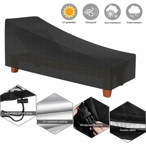 Copertura Per Lettino Prendisole Impermeabile Antivento Resistente Ai Raggi UV Per Lettino Da Giardino Con Borsa Per Il Trasporto Oxford (nero, 210x75x40/80cm) 4 Copertura Per Lettino Prendisole Impermeabile Antivento Resistente Ai Raggi UV Per Lettino Da Giardino Con Borsa Per Il Trasporto Oxford (nero, 210x75x40/80cm) - immagine 4