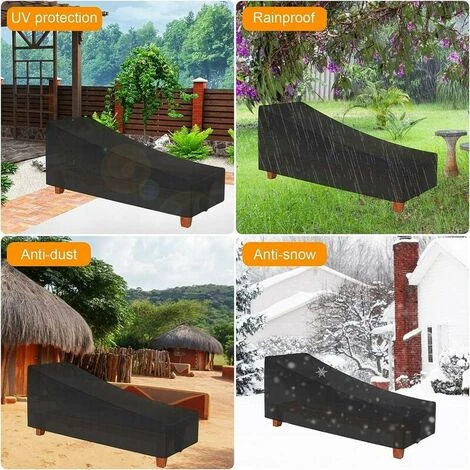 Copertura Per Lettino Prendisole Impermeabile Antivento Resistente Ai Raggi UV Per Lettino Da Giardino Con Borsa Per Il Trasporto Oxford (nero, 210x75x40/80cm) 5 Copertura Per Lettino Prendisole Impermeabile Antivento Resistente Ai Raggi UV Per Lettino Da Giardino Con Borsa Per Il Trasporto Oxford (nero, 210x75x40/80cm) - immagine 5