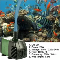 Pompa Sommergibile, Mini Pompa Sommergibile 25W 1500L/H, AC220-240V Con 2 Pompe Ugello Per Fontana, Acquario, Stagno, Giardino -OUTSUN Giardino Negozio 92037318 3