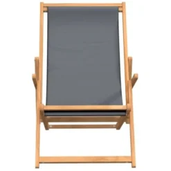 Sdraio Pieghevole Da Spiaggia Sedia A Sdraio - In Legno Massello Di Teak Grigio BV785054 - BonneVie -OUTSUN Giardino Negozio 92298189 3