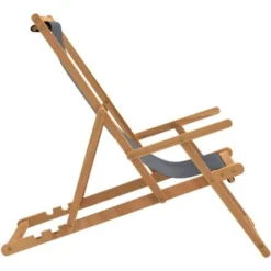 Sdraio Pieghevole Da Spiaggia Sedia A Sdraio - In Legno Massello Di Teak Grigio BV785054 - BonneVie -OUTSUN Giardino Negozio 92298189 4
