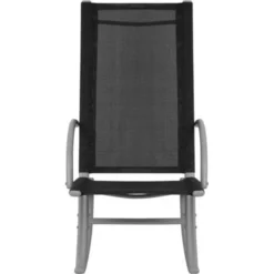 Set Di 2 Sedie A Dondolo Sedie Da Giardino - In Acciaio E Textilene Nere BV949905 - BonneVie -OUTSUN Giardino Negozio 92300838 5