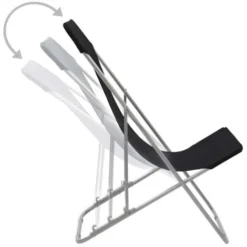 Set Di 2 Sedia Da Spiaggia Pieghevoli Sedia A Sdraio - Acciaio E Tessuto Oxford Nero BV278035 - BonneVie -OUTSUN Giardino Negozio 92301247 5