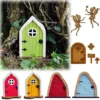 Porta Del Giardino Delle Fate Miniatura Albero Delle Fate Ornamento Casa Porta Finestra Scultura Decorazione Albero Giardino Arte Cortile Scultura 1 Pz (Porta Ovale-Rosso)