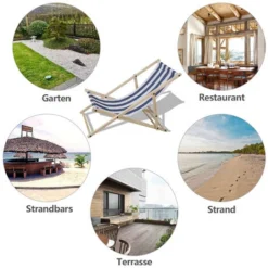 Randaco Sedia A Sdraio Pieghevole In Legno Sedia A Sdraio Pieghevole Sedia Solare Sedia Da Giardino Blu Bianco -OUTSUN Giardino Negozio 93288787 3