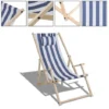 Randaco Lettino Pieghevole In Legno Lettino Pieghevole Lettino Prendisole Sedia Da Giardino Blu Bianco Con Corrimano