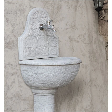 Fontana Da Giardino A Muro Varo Anticato Grigio, 50x37x122 Cm - Kam 2 Fontana Da Giardino A Muro Varo Anticato Grigio, 50x37x122 Cm - Kam - immagine 2