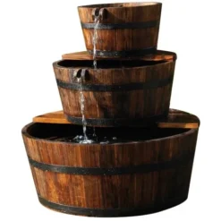 Set Fontana Da Giardino Con 3 Barili In Legno Ubbink