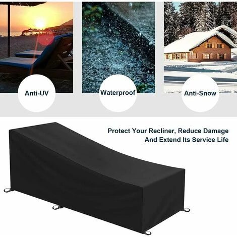 TRIOM Copertura Lettino Prendisole Impermeabile Lettino Prendisole Tessuto Oxford 210D Nero (200x68x40/70CM) 4 TRIOM Copertura Lettino Prendisole Impermeabile Lettino Prendisole Tessuto Oxford 210D Nero (200x68x40/70CM) - immagine 4