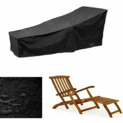 Coprisdraio Impermeabile Antivento Tessuto Oxford 210D Resistente Ai Raggi UV 200x70x40/75cm (Nero) -OUTSUN Giardino Negozio 95219447 3