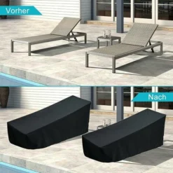 Coprisdraio Impermeabile Antivento Tessuto Oxford 210D Resistente Ai Raggi UV 200x70x40/75cm (Nero) -OUTSUN Giardino Negozio 95219447 5