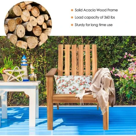 Giantex Sedie Per Giardino/Esterno Rustica In Legno Di Acacia,Adirondac Poltrone Poltrocine Da Esterno Ergonomica Giardino, Balcone, Terrazza (Marrone) 2 Giantex Sedie Per Giardino/Esterno Rustica In Legno Di Acacia,Adirondac Poltrone Poltrocine Da Esterno Ergonomica Giardino, Balcone, Terrazza (Marrone) - immagine 2
