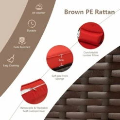 Giantex Poltrona A Dondolo, In Rattan + Ferro, Con Cuscino Morbido, Portata Di 110 Kg, Ideale Per Griadino, Cortile, Patio, Terrazza, 67x87x95 Cm -OUTSUN Giardino Negozio 95446497 3