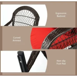 Giantex Poltrona A Dondolo, In Rattan + Ferro, Con Cuscino Morbido, Portata Di 110 Kg, Ideale Per Griadino, Cortile, Patio, Terrazza, 67x87x95 Cm -OUTSUN Giardino Negozio 95446497 4