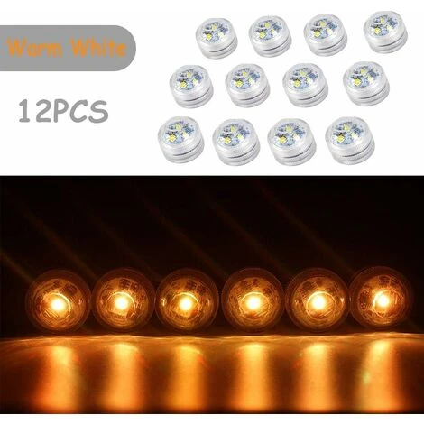 12 Luci Da Tè Subacquee Senza Fiamma A LED, Illuminazione Decorativa Impermeabile Sommergibile A Batteria Per Acquario/stagno/piscina/matrimonio/festa (bianco Caldo) 2 12 Luci Da Tè Subacquee Senza Fiamma A LED, Illuminazione Decorativa Impermeabile Sommergibile A Batteria Per Acquario/stagno/piscina/matrimonio/festa (bianco Caldo) - immagine 2