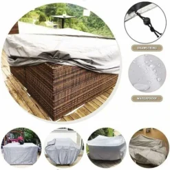 GTA Copertura Per Mobili Da Giardino Con Rivestimento Protettivo In Tessuto Oxfor 210D Impermeabile, Antivento, Anti-UV, Resistente Per Mobili Da Sedie Da Tavolo，Argento -454025CM -OUTSUN Giardino Negozio 95743438 4