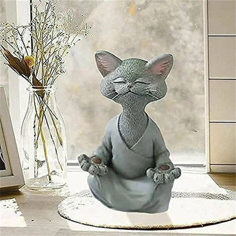 ELLE Buddha Cat Statue-Happy Cat Buddha, Cat Buddha Statue Meditazione Cat Statue Garden Sculpture Outdoor Decor, Yoga Buddha Zen Cat, Outdoor Prato Decorazione, 12x12x18cm 3 ELLE Buddha Cat Statue-Happy Cat Buddha, Cat Buddha Statue Meditazione Cat Statue Garden Sculpture Outdoor Decor, Yoga Buddha Zen Cat, Outdoor Prato Decorazione, 12x12x18cm - immagine 3
