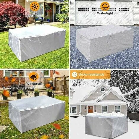 GTA Copertura Per Mobili Da Giardino Con Copertura Protettiva In Tessuto Oxfor 210D Impermeabile, Antivento, Anti-UV, Resistente Per Mobili Da Sedie Da Tavolo,Argento -21821890CM 2 GTA Copertura Per Mobili Da Giardino Con Copertura Protettiva In Tessuto Oxfor 210D Impermeabile, Antivento, Anti-UV, Resistente Per Mobili Da Sedie Da Tavolo,Argento -21821890CM - immagine 2