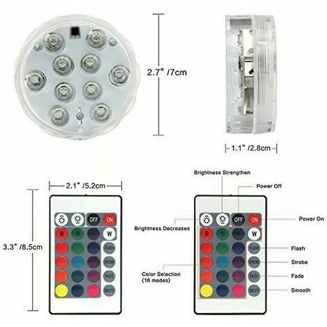 Set Di 4 Luci Multicolori RGB Sommergibili Con Telecomandi Luci Decorative Colorate Per Paesaggi Set Di Illuminazione A LED Impermeabile Ideale Per Vasca Da Bagno Dell'acquario 2 Set Di 4 Luci Multicolori RGB Sommergibili Con Telecomandi Luci Decorative Colorate Per Paesaggi Set Di Illuminazione A LED Impermeabile Ideale Per Vasca Da Bagno Dell'acquario - immagine 2