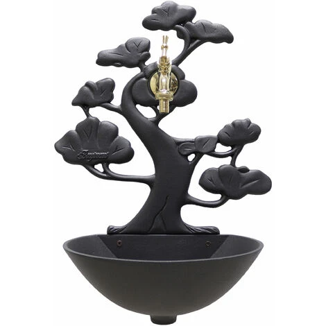 Fontana A Muro Modello Azalea Colore Ghisa Per Casa E Giardino Con Rubinetto Cod.303L In Ottone Lucido 1 Fontana A Muro Modello Azalea Colore Ghisa Per Casa E Giardino Con Rubinetto Cod.303L In Ottone Lucido