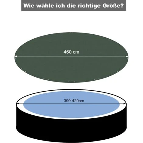 WOLTU Telo Copri Piscina Rotondo Ø 460cm. Per Copertura Per Piscina Di Ø 390-420cm. Telo Impermeabile Per Esterno Invernale In PE 200g/m². Con Occhielli. Elementi Di Fissaggio E Corda. Verde 5 WOLTU Telo Copri Piscina Rotondo Ø 460cm. Per Copertura Per Piscina Di Ø 390-420cm. Telo Impermeabile Per Esterno Invernale In PE 200g/m². Con Occhielli. Elementi Di Fissaggio E Corda. Verde - immagine 5