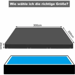WOLTU Copertura Per Piscina Rettangolare 300x200x20 Cm. Telo Copripiscina Invernale In PE 200g/m². Impermeabile. Con Corda E Elemento Di Fissaggio. Grigio Scuro -OUTSUN Giardino Negozio 95967709 5