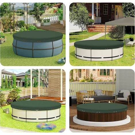 WOLTU Telo Copri Piscina Rotondo Ø 305cm. Per Copertura Per Piscina Di Ø 244-270cm. Telo Impermeabile Per Esterno Invernale In PE 200g/m². Con Occhielli. Elementi Di Fissaggio E Corda. Verde 2 WOLTU Telo Copri Piscina Rotondo Ø 305cm. Per Copertura Per Piscina Di Ø 244-270cm. Telo Impermeabile Per Esterno Invernale In PE 200g/m². Con Occhielli. Elementi Di Fissaggio E Corda. Verde - immagine 2