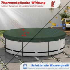 WOLTU Telo Copri Piscina Rotondo Ø 305cm. Per Copertura Per Piscina Di Ø 244-270cm. Telo Impermeabile Per Esterno Invernale In PE 200g/m². Con Occhielli. Elementi Di Fissaggio E Corda. Verde 8 WOLTU Telo Copri Piscina Rotondo Ø 305cm. Per Copertura Per Piscina Di Ø 244-270cm. Telo Impermeabile Per Esterno Invernale In PE 200g/m². Con Occhielli. Elementi Di Fissaggio E Corda. Verde -OUTSUN Giardino Negozio 95967715 4